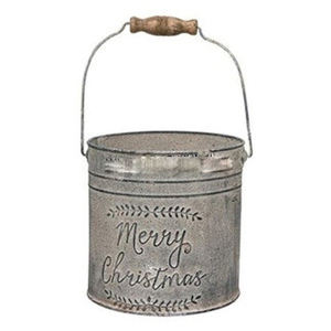 Seau de Noël traditionnel en métal rustique, forme arrondie, vierge pour sublimation, pour la décoration intérieure (vente en gros) - Product Image 3