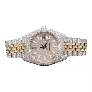 Reloj de Lujo de Edición Limitada con Cristal Analógico, Estilo Ejecutivo, 20 mm de Ancho, Dos Tonos, con Diamantes Moissanite, Cuarzo y Acero Inoxidable - Product Image 3
