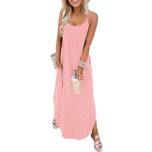 Robe longue d'été pour femmes, robe décontractée à bretelles spaghetti, imprimé tropical, tenue hawaïenne - Product Image 1