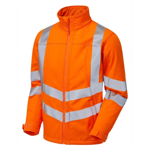 High Visibility Safety <b>Jacket</b> Class 2 Orange Reflective Workwear with <b>Silver</b> Stripes - Product Image 1