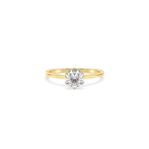 Anillo REYES Solitaire de Plata de Ley 925 con Corte Redondo, Moissanita de 0.94 Quilates, Halo Oculto, Chapado en Oro Amarillo de 14K y Rodio - Product Image 2