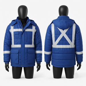 Premium 300 GSM Polyester Cotton Canvas Hooded <b>Waterproof</b> Breathable High Visibility <b>Red</b> Reflective Leather <b>Jacket</b> Custom - Product Image 3