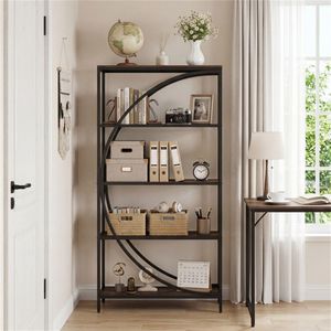 ชั้นวางหนังสือทรงครึ่งวงกลม 5 ชั้น สไตล์อินดัสเทรียล พร้อมอุปกรณ์ป้องกันการล้ม - Product Image 5