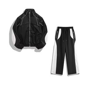 Ensemble de survêtement unisexe personnalisé en nylon : veste coupe-vent zippée et pantalon de jogging - Product Image 2