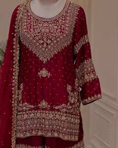 Nouvel ensemble de créateur élégant, broderie de sequins, entièrement cousu, prêt-à-porter, tenue ethnique pour la saison des mariages et des fêtes - Product Image 3