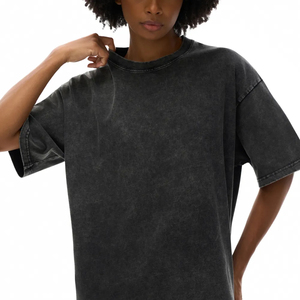 Camiseta Vintage OEM para Hombre, Estilo Desgastado, Hombros Caídos, Corte Holgado, Lisa, Estilo Urbano, Proveedor Directo de Fábrica OEM - Product Image 6