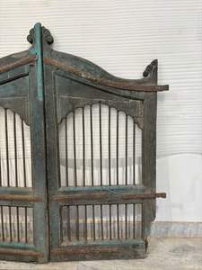 Paire de portails de jardin anciens en teck indien pour chiens, décoration polyvalente pour la maison, la cuisine, le salon, la chambre, la salle à manger, le bureau à domicile, la salle de bain - Product Image 6