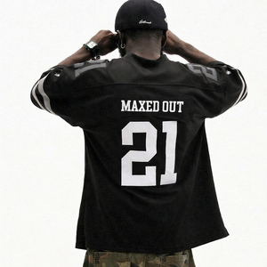 Camiseta de Fútbol Americano Negra Extra Grande para Hombre, Estilo Urbano, Sublimación, Impresión 21, Ropa Deportiva Personalizada, Fabricación al por Mayor OEM - Product Image 6