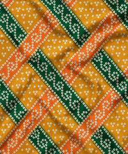 Tissu en coton flexible imprimé Patola vert olive ethnique, imprimé numériquement, à motifs géométriques, pour robe Kurti et chemise homme. - Product Image 4