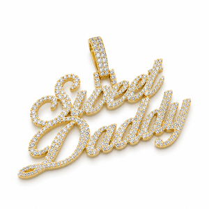 925 Silver Rhodium Plated Custom Features Hip Hop Style Cursive Script Necklace Iced Moissanite Diamond Fine <b>Pendants</b> Charm Gift - Product Image 1