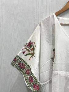 Kaftan en coton imprimé à la main, élégant et décontracté pour femmes, respirant, longueur au sol, qualité supérieure, tenue de plage indienne - Product Image 2