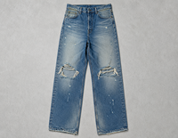 Nouveau Jean Premium Homme Brodé Hip Hop Élégant Taille Mi-Haute Coupe Droite en Coton/Spandex Respirant de Haute Qualité