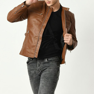 Veste en cuir véritable pour homme, de qualité supérieure, coutures durables, confort personnalisé, veste de motard, vêtement d'extérieur en cuir souple - Product Image 5
