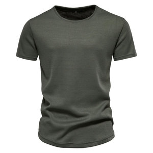 เสื้อยืดคอกลมแขนสั้นผู้ชายขายส่ง แฟชั่นไซส์ใหญ่ สีพื้น ระบายอากาศได้ดี เป็นมิตรกับสิ่งแวดล้อม ผ้าเจอร์ซีย์ 100% ผ้าฝ้าย รับสั่งทำ - Product Image 2