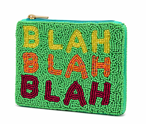 BLAH BLAH Beaded Pouch | Handmade Statement Coin Purse | <b>Fun</b> Colorful Zip Clutch| Cute Statement Mini <b>Bag</b> - Product Image 3