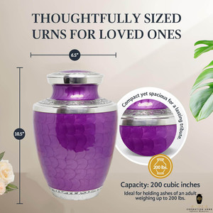 โกศบรรจุอัฐิสีม่วงเงา สำหรับผู้ใหญ่ สไตล์ยุโรป/อเมริกา ความจุ 220 คิวบิกอินช์ เป็นมิตรกับสิ่งแวดล้อม ทนทาน สลักชื่อได้ตามต้องการ - Product Image 6