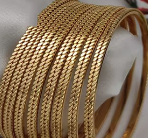 Conjunto de brazaletes de boda de un gramo de oro pulido tradicional elegante para mujer, conjunto de joyería de uso diario tradicional de Latón chapado en oro - Product Image 2