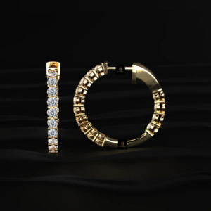 Boucles d'oreilles créoles et bague en diamant de laboratoire Inside Out, or jaune, or blanc, or rose, bijoux élégants et intemporels - Product Image 3