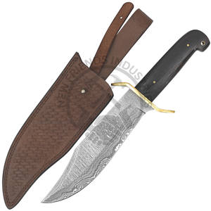 Nouvelle édition Couteau de chasse Bowie en acier Damas à lame pleine de 14 pouces, couteau de collection à lame fixe tranchante pour le camping en extérieur et la survie - Product Image 2