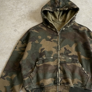 Sudadera con Capucha y Cremallera para Hombre, Camuflaje, Oversize, Felpa Francesa, Algodón, Estilo Casual Vintage, Antipilling, Diseño con Bolsillos, Estilo Otoñal - Product Image 4