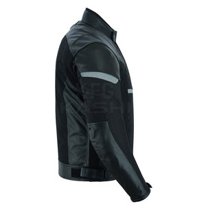 Classic Style <b>Biker</b> <b>Jacket</b> For Men Durable Leather With Adjustable Waist And Sleeve Design Safety Detail And Modern Slim Fit - Product Image 3