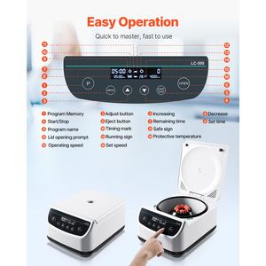 Centrifuga Elettrica da Laboratorio RCF 100-1900xg con 1 Rotore, Capacità Tubi 2/5/10/15ml, Centrifuga a Bassa Velocità - Product Image 5