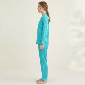 Pyjamas pour femmes à col rabattu, design personnalisé 2021, polyester/coton satiné, manches longues, imprimé floral, robes de nuit printemps été automne - Product Image 2