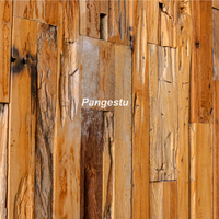 Elegantes Paneles de Pared de Teca Reciclada PANGESTU Indonesios con Diseño Geométrico Moderno para Entretenimiento en el Hogar