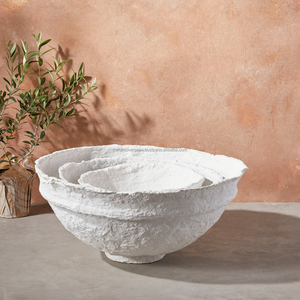 Juego de Cuencos Decorativos de Papel Maché Blanco de Inspiración Vintage, Textura Orgánica Rugosa, Hecho a Mano por Artesanos Indios - Product Image 2