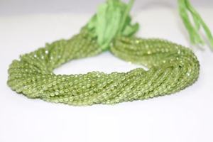 Vente en gros de perles rondes à facettes en péridot naturel de 3.5mm 14 pouces de long pour la fabrication de bijoux boules rondes - Product Image 6