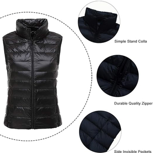 Fashion Winter <b>Black</b> Color Plus Size Plaid Stand Collar Quilted Down Gilet Bubble Puffer Waistcoat <b>men's</b> jackets - Product Image 3