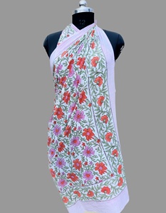 Indian Block Print zari Border <b>Sarong</b> Handcrafted Cotton Wrap Skirt, Ethical Boho Beachwear Scarf - Product Image 6