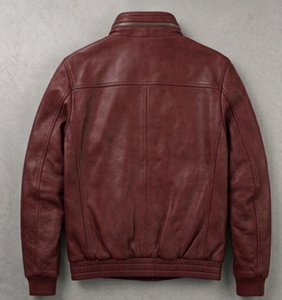 Chaqueta de hombre estilo baggy de cuero de cordero rojo premium con cierre de cremallera, estilo oversize para streetwear. - Product Image 3