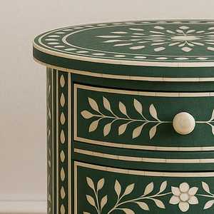 Handmade Eco-Friendly Bone Inlay Modern Round Side End <b>Table</b> for Baptism - Product Image 2