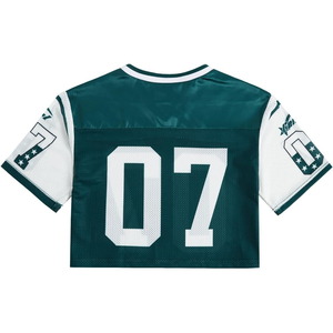 Women <b>Mesh</b> Jersey <b>Crop</b> <b>Top</b> V Neck Short Sleeve Green 07 Number Sporty Style Breathable Practice Shirt - Product Image 3