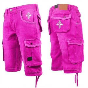 Pantalones Cortos de Mezclilla para Hombre, de Alta Calidad, con Estampado de Serigrafía, Estilo Jeans, de Pierna Ancha, Material Spandex/Poliéster - Product Image 1