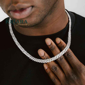 Men's Gold Plated <b>Rope</b> <b>Chain</b> S925 Moissanite Necklace Round Brilliant Cut Hiphop Style Everyday Wear - Product Image 3