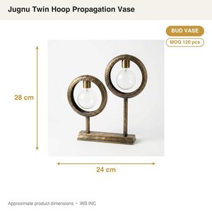 Jarrón de latón hecho a mano de 24 cm, latón antiguo, con dos aros, para propagación de plantas, regalo para decoración del hogar, hoteles y bodas - Product Image 3