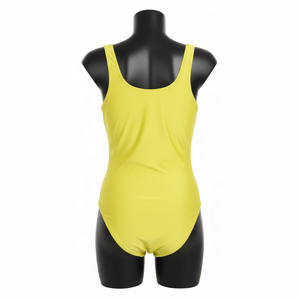 Maillot de bain femme 225 GSM, polyester et élasthanne haute extensibilité, tissu lisse, jaune fluo, logo sublimation. - Product Image 4