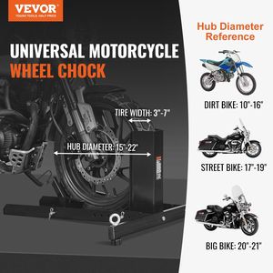 Heavy-Duty Steel Motorcycle <b>Wheel</b> <b>Chock</b> 1800 Lbs Capacity Front <b>Wheel</b> Stand 6 Adjustable Holes 15"-22" Motorcycles Motorcycles - Product Image 2
