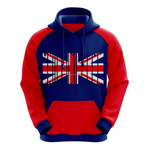 Sweat à capuche polaire pour homme MSWMH77, rouge et bleu roi, imprimé drapeau en relief, hiver, anti-rétrécissement, séchage rapide, 330g, polyester/coton - Product Image 1