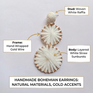 Boucles d'oreilles artisanales en macramé, style bohème, avec franges en coton, bijoux à pampilles tissées, vente en gros, écologiques - Product Image 6