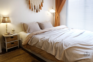 Brown Gingham 100% Cotton Bedding set Premium Fabric Pre-Washed 3 PCS Set Pillow cover <b>Bed</b> <b>Sheet</b> Soft Natural For Hotel Home - Product Image 4