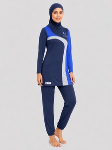 Nouvelle Collection Ensemble burkini modeste Maillot de bain à manches longues Maillot de bain sportif Burkinis islamiques Uni Coupe haute Lettres/Imprimés - Product Image 4