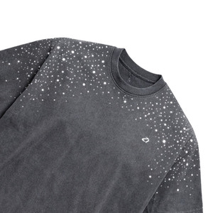 T-shirt Homme Tendance Délavé à l'Acide avec Strass, Coupe Oversize, Coton Épais, Style Vintage Streetwear Décontracté Gris – Fournisseur en Gros - Product Image 4