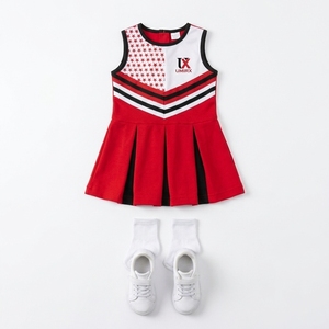 UMIRX Infant Cheerleading <b>Dress</b> Red White <b>Black</b> Stars Print Skirt Style for Toddlers <b>Girls</b> Cheer <b>Dress</b> Sleeveless Star Print - Product Image 6