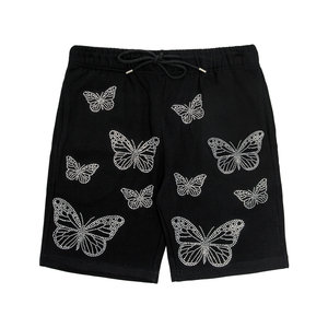 กางเกงขาสั้นผ้าฝ้ายแท้ 100% สไตล์วินเทจ ล้างสีแบบแอซิดวอช แต่งขอบดิบ ประดับคริสตัล ดีไซน์ลำลอง - Product Image 5