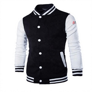 Veste de baseball noire et blanche pour homme, manches longues, fermeture boutonnée, coupe classique, couleur unie, broderie logo frontal, motif 3D, séchage rapide - Product Image 1