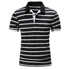 Men's Horizontal Striped Polo <b>T</b> <b>Shirt</b> Short Sleeve Classic <b>Collar</b> Casual Smart Fit Comfortable Everyday Wear <b>Shirt</b> - Product Image 6