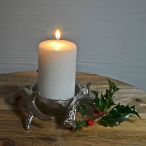 Candelabro Rústico de Metal con Base de Cuerno Plateado, Centro de Mesa Decorativo para Bodas, Navidad y Decoración del Hogar - Product Image 5